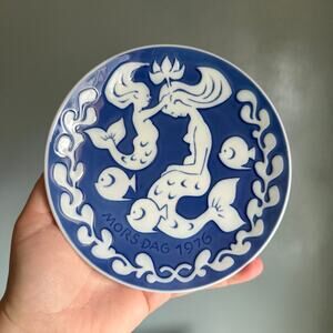 1976 Royal Copenhagen Mother's Day Small Blue Mermaids Plate Wall Hanging Retro